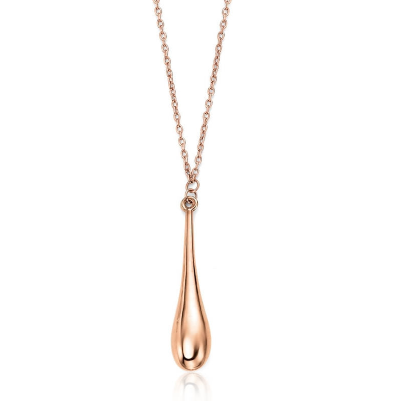 9ct Rose Gold Elongated Teardrop Necklace