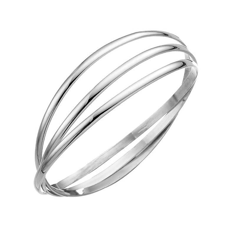 Sterling Silver Solid Triple Bangle