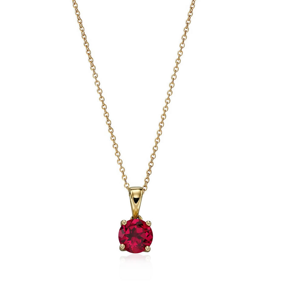 9ct Gold Created Ruby July Birthstone Pendant