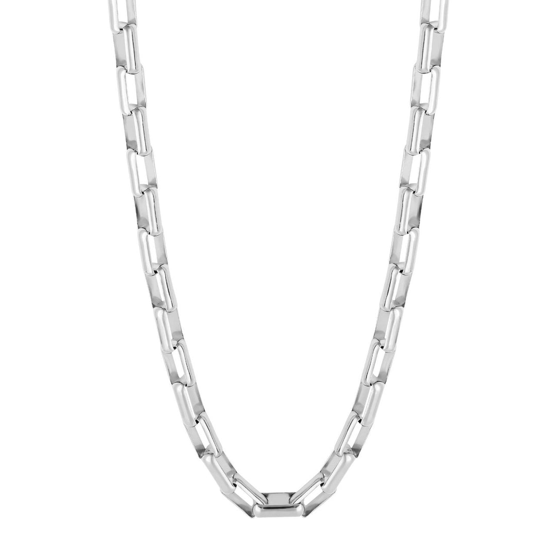 Men's Sterling Silver Platinum Plated Box Link Chain