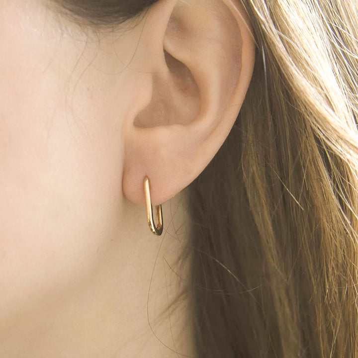 9ct Gold Oval Hinged Hoop Earrings