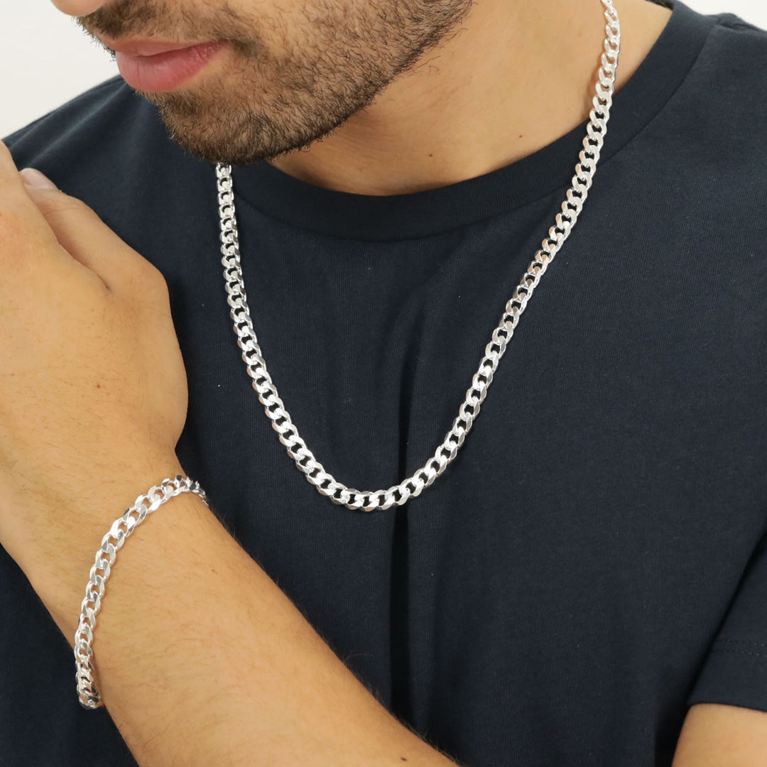 Men's Silver Curb Chain Necklace 7mm