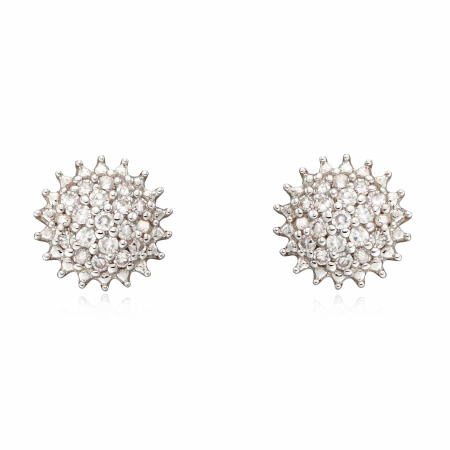 9ct Gold 0.10ct Diamond Cluster Earrings