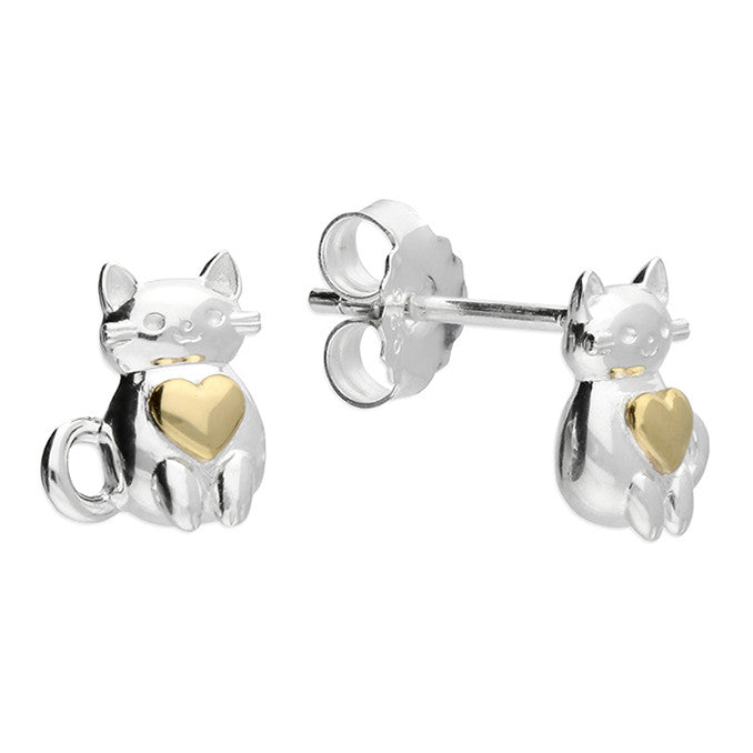 Children's Sterling Silver Kitten Stud Earrings