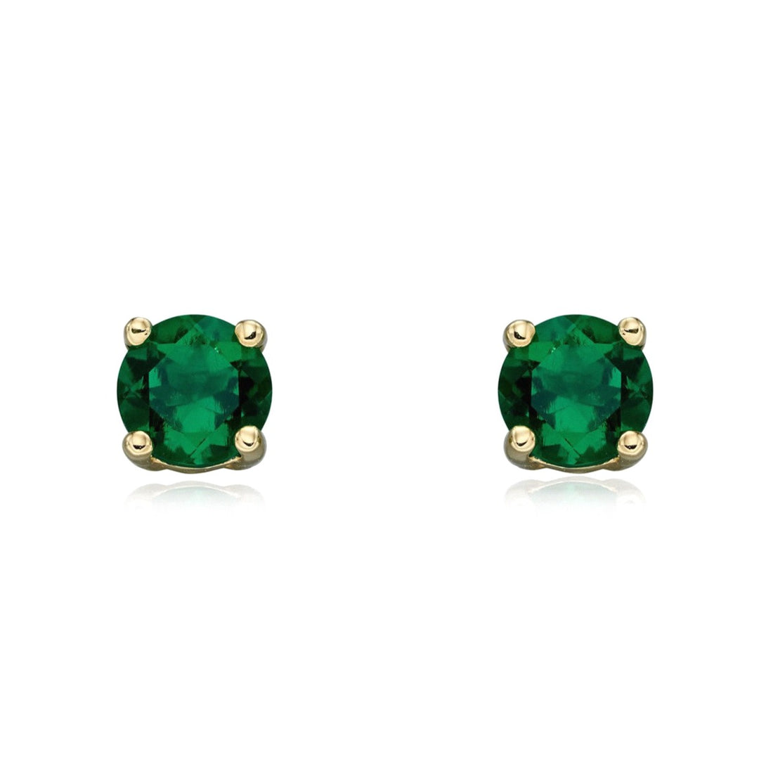 9ct Gold Created Emerald Stud Earrings