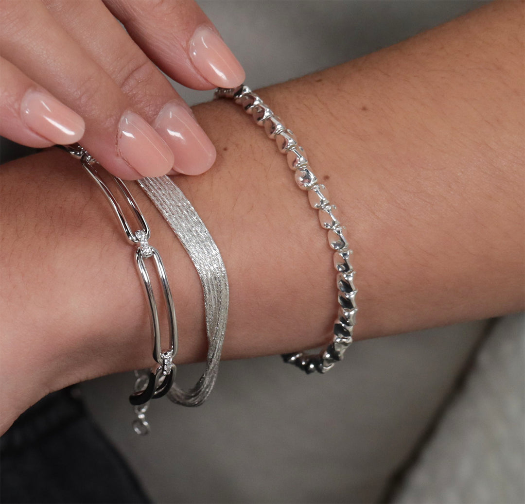 Sterling Silver Oval Chain Link Bangle