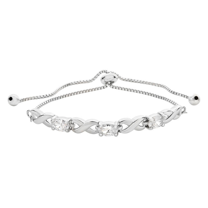 Silver Kiss Adjustable Cubic Zirconia Bracelet