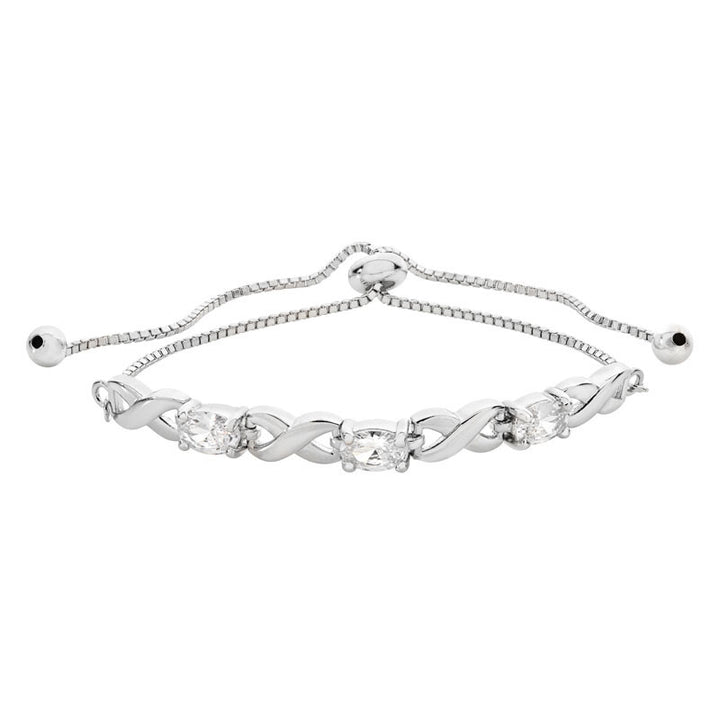 Silver Kiss Adjustable Cubic Zirconia Bracelet