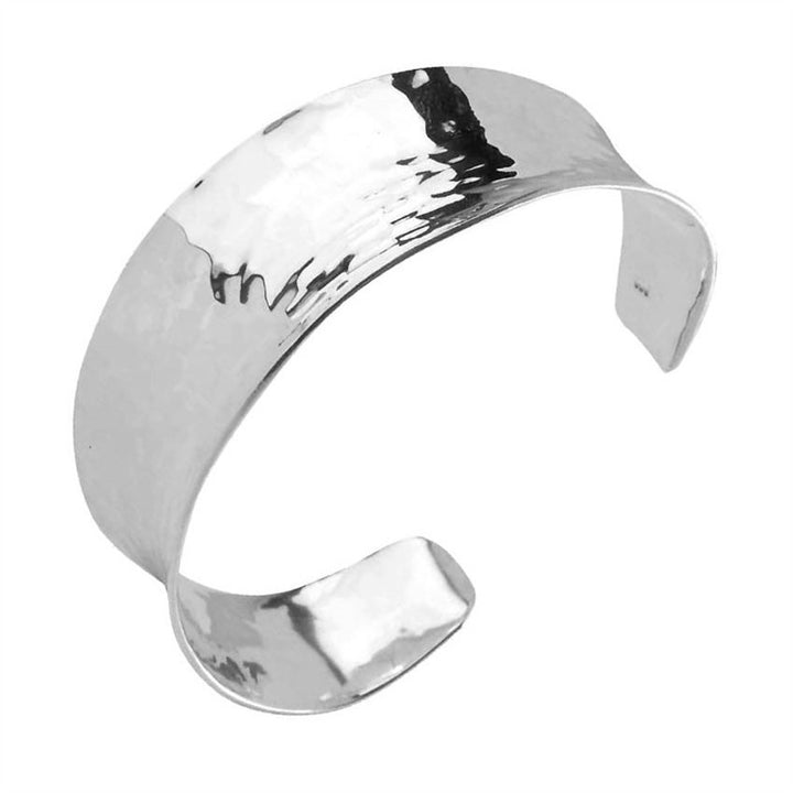 Sterling Silver Concave Hammered Bangle