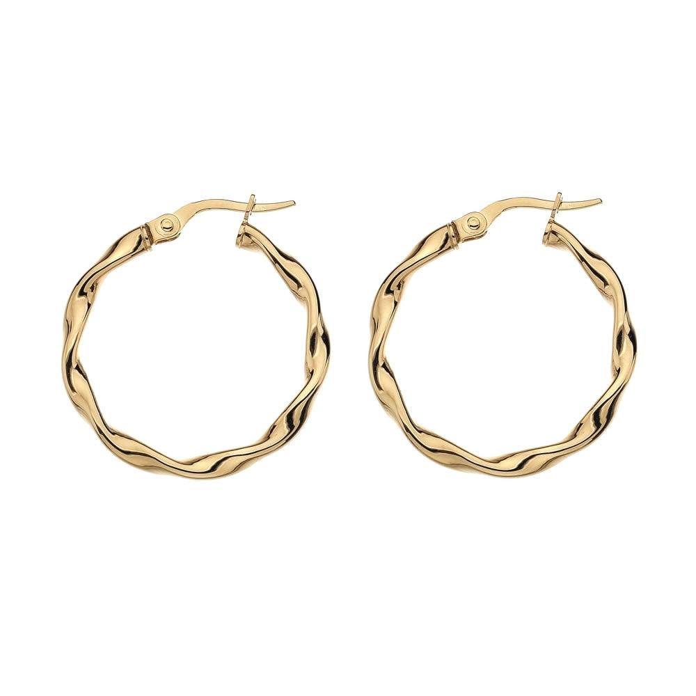 9ct Gold Fluid Twist Hoop Earrings
