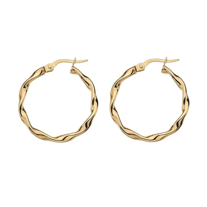 9ct Gold Fluid Twist Hoop Earrings