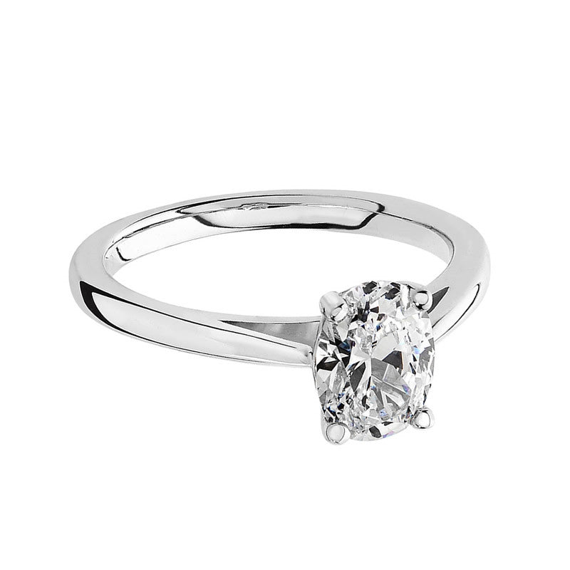 Luminous Silver Oval Solitaire Ring