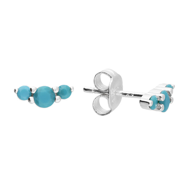 Silver Turquoise Crystal Stud Earrings