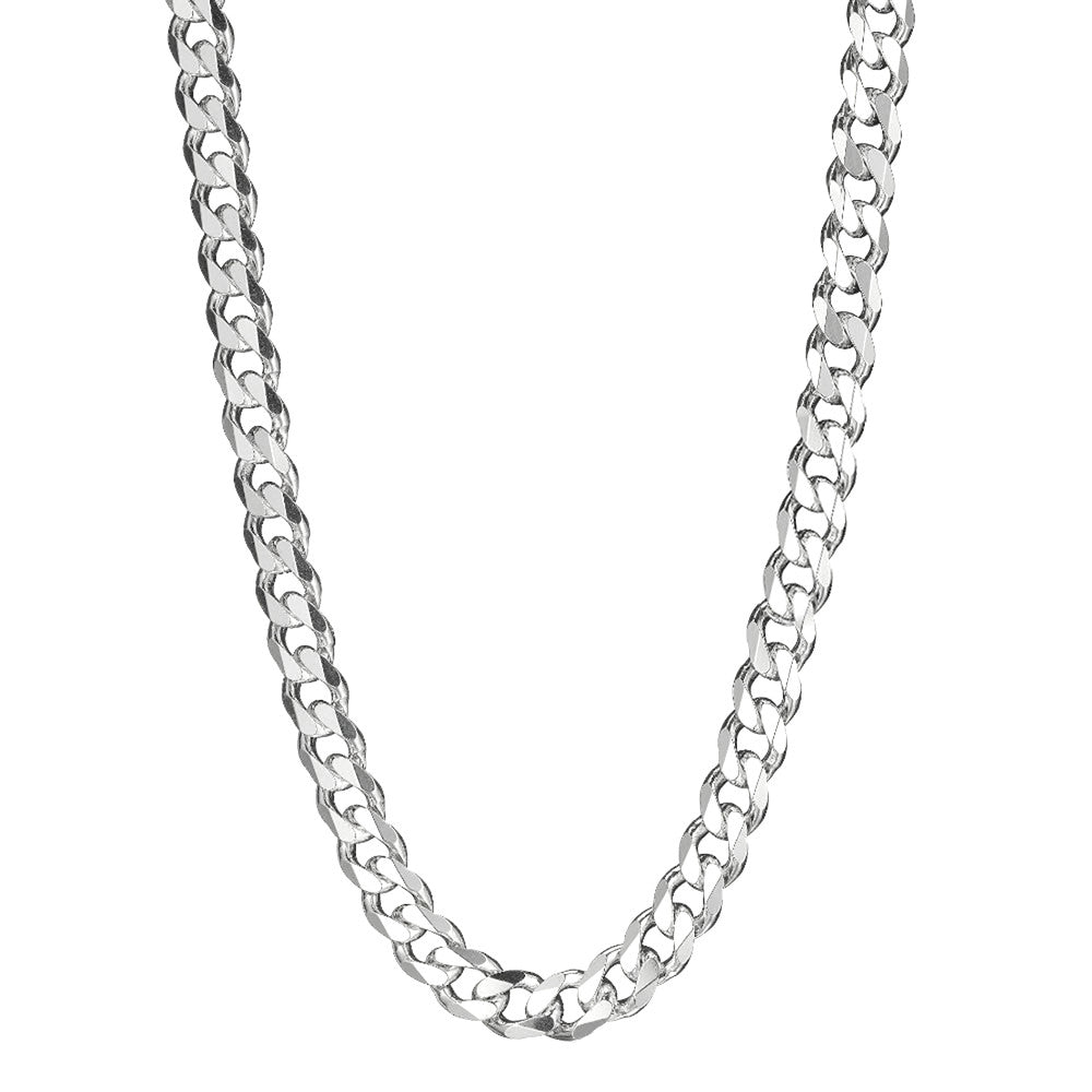 Men's Silver Curb Chain Necklace 9mm