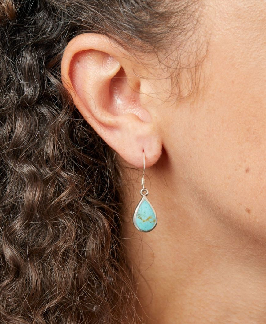 Sterling Silver Turquoise Teardrop Earrings