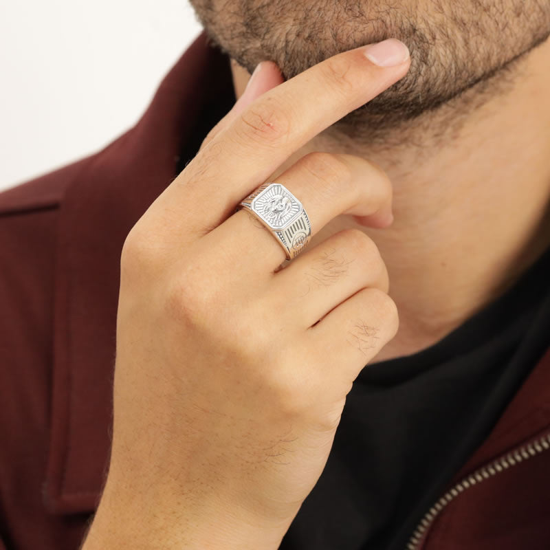 Men's Sterling Silver Virgo Signet Ring