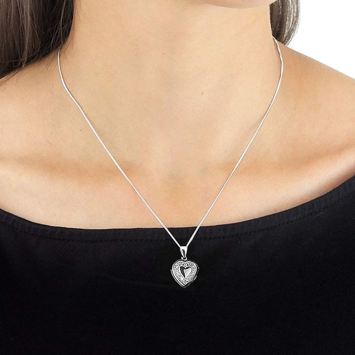 Silver Cubic Zirconia Heart Locket Necklace