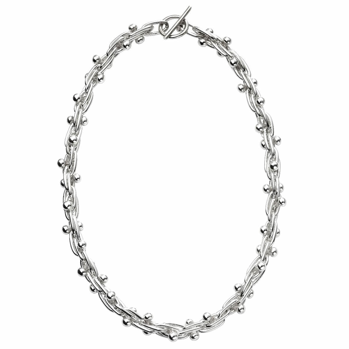 Topshop Nina chunky square link T-bar necklace in silver tone | ASOS