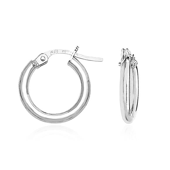9ct White Gold Small Classic Hoop Earrings