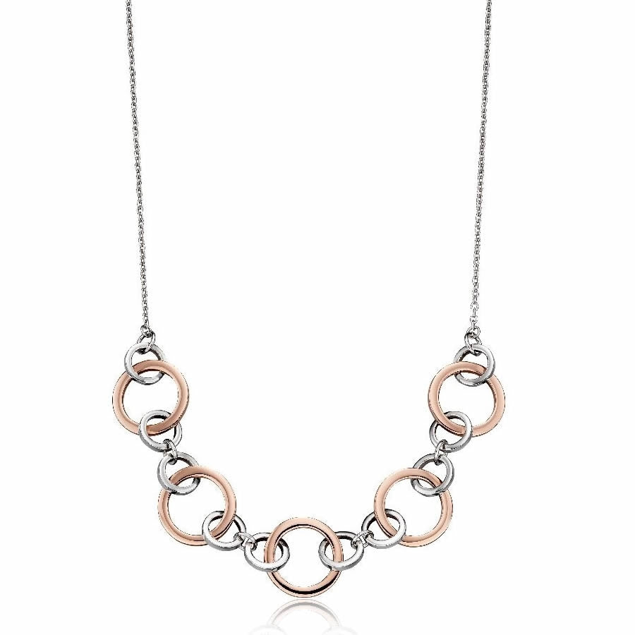Silver & Rose Gold Circle Link Necklace