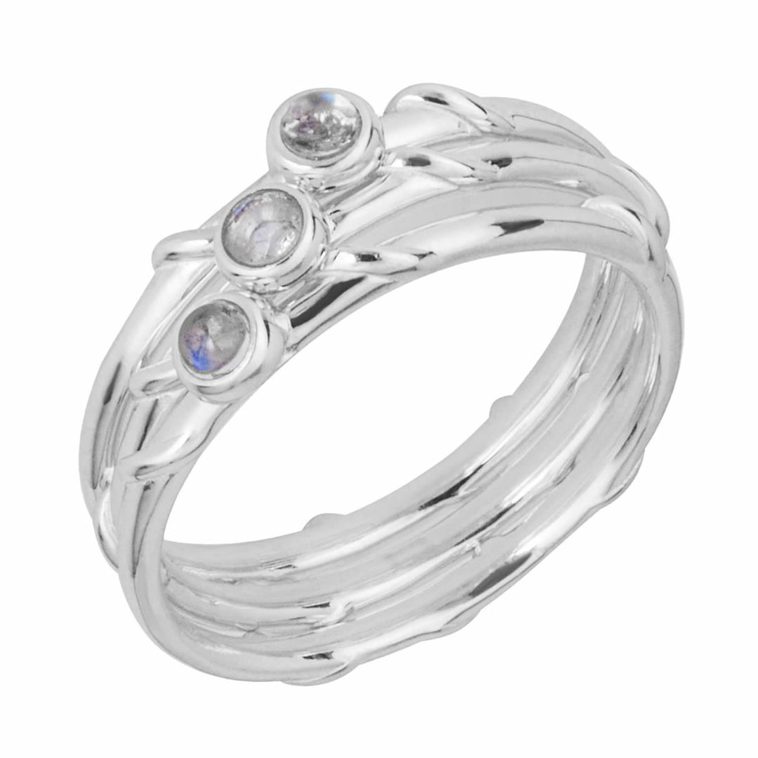 Sterling Silver Moonstone Stacking Ring Set
