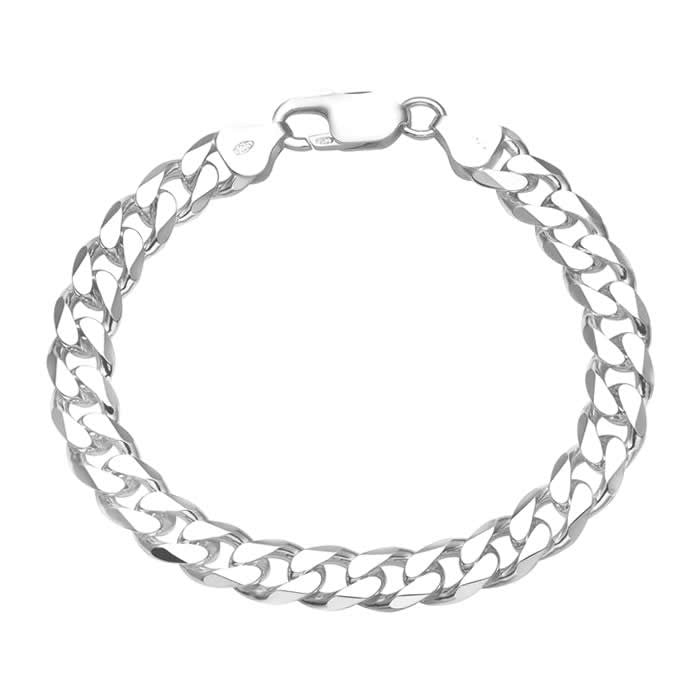Men's Solid Sterling Silver Curb Bracelet 9mm