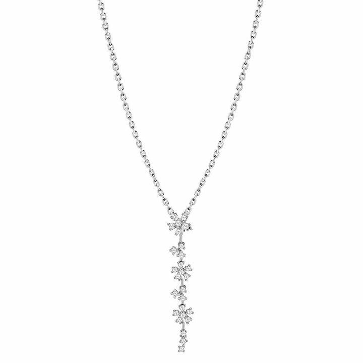 Sterling Silver Floral Y Drop Necklace