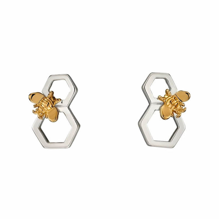 Sterling Silver & Gold Bee & Honeycomb Earrings