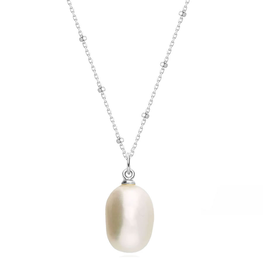 Sterling Silver Pearl Pendant & Bead Chain