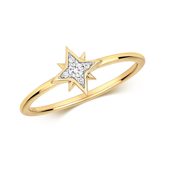 9ct Gold Cosmic Starburst Diamond Ring