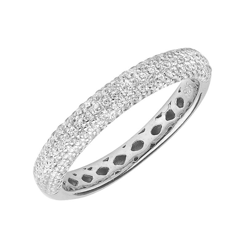 Sterling Silver Pave Cubic Zirconia Eternity Ring