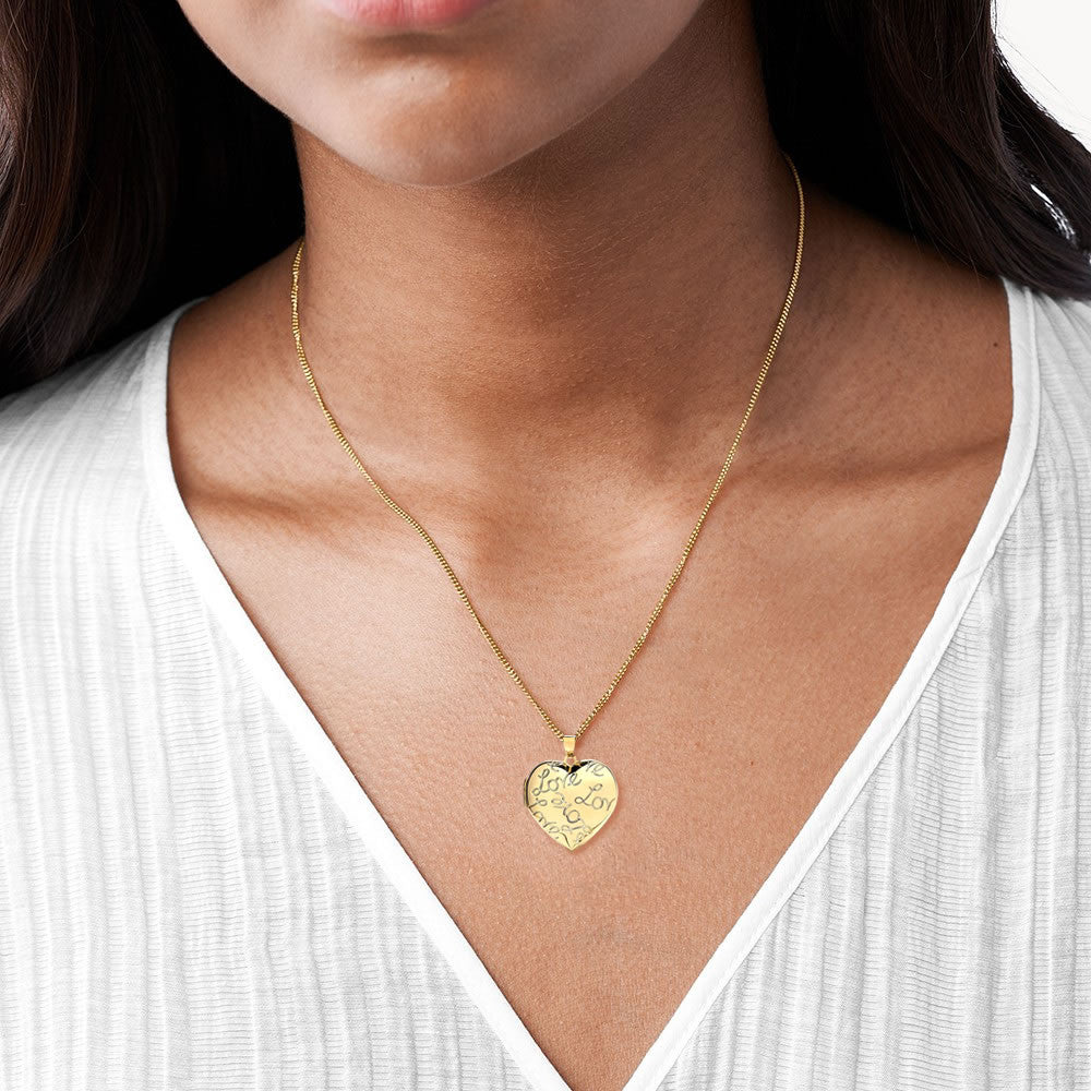 9ct Gold Large Love Heart Locket Necklace