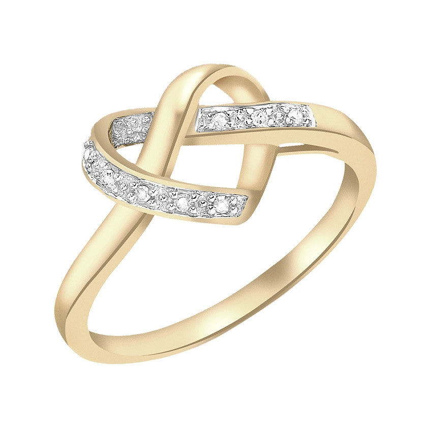 9ct Gold Diamond Infinity Heart Knot Ring