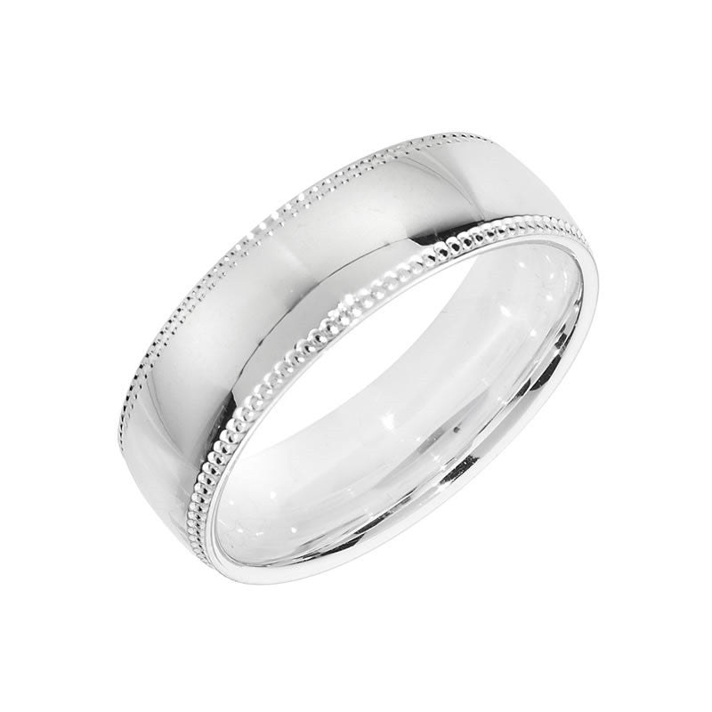 Sterling Silver Milgrain Wedding Band Ring 6mm