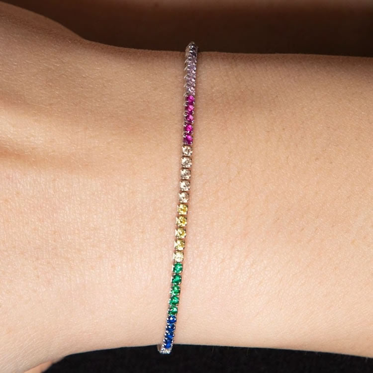 Bijou Colours | Silver Rainbow Tennis Bracelet